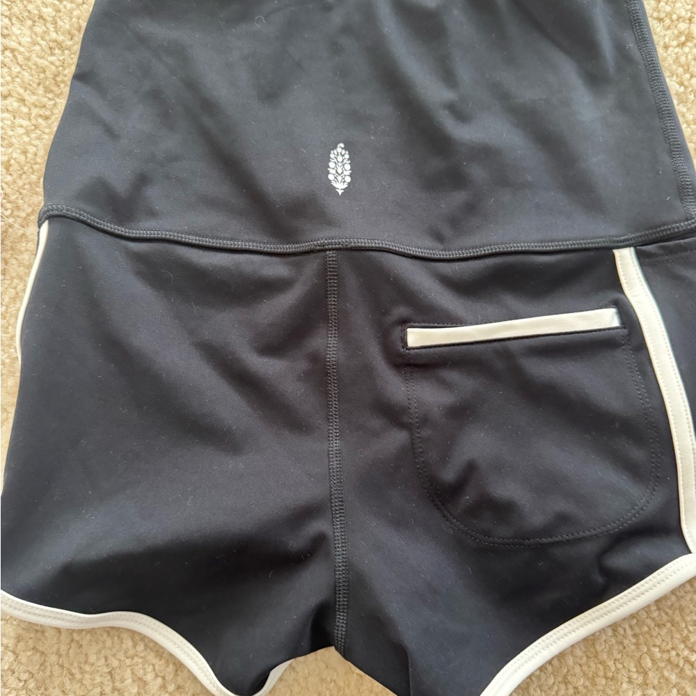 Free People Black Athletic Shorts with White Trim